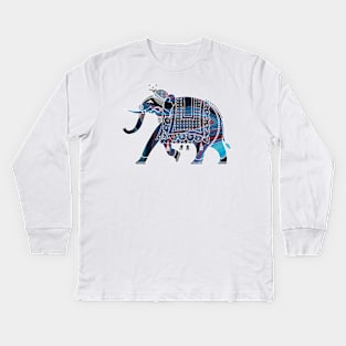 Ornate Thai Elephant In A Colorful Illustration Kids Long Sleeve T-Shirt